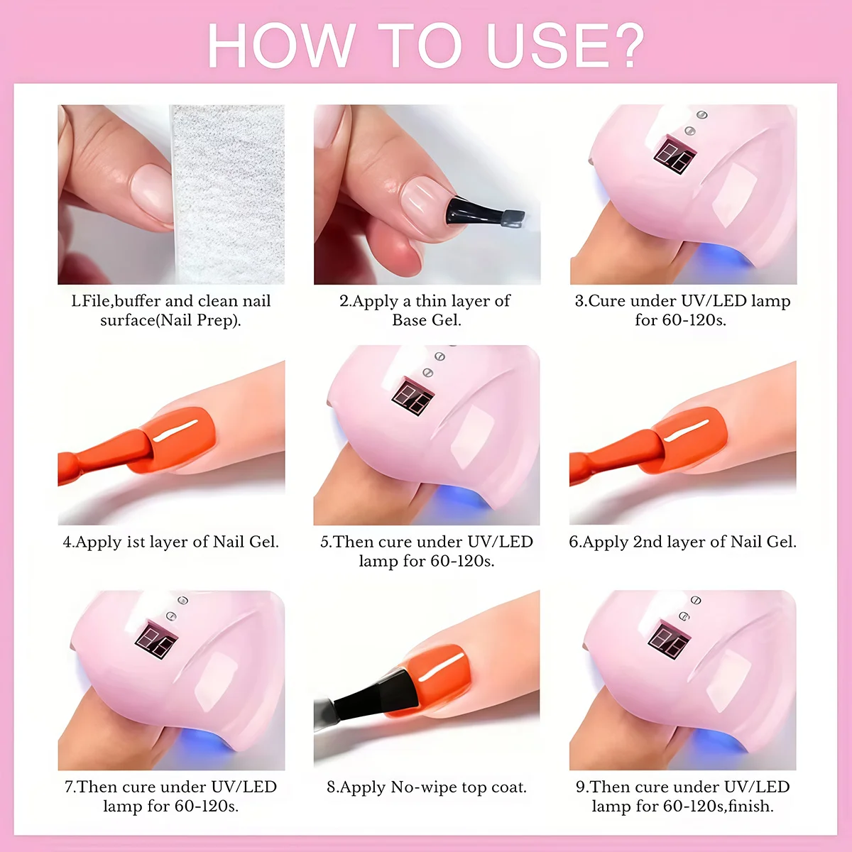 GAVY Juego de esmaltes de uñas en gel de 6 piezas - / Kit de eliminación de remojo con luz LED, juego de cuidado de uñas DIY para salón y hogar