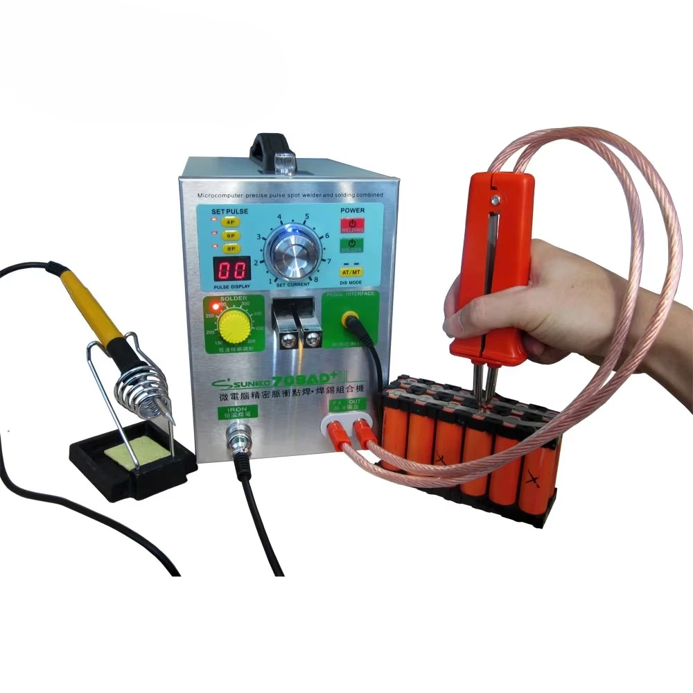 New SUNKKO Spot Welding Machine 709AD+ 18650 Battery Welder Double LED 500A 0.35mm Thickness MIG Pulse 110V/220V 1 Year Warranty