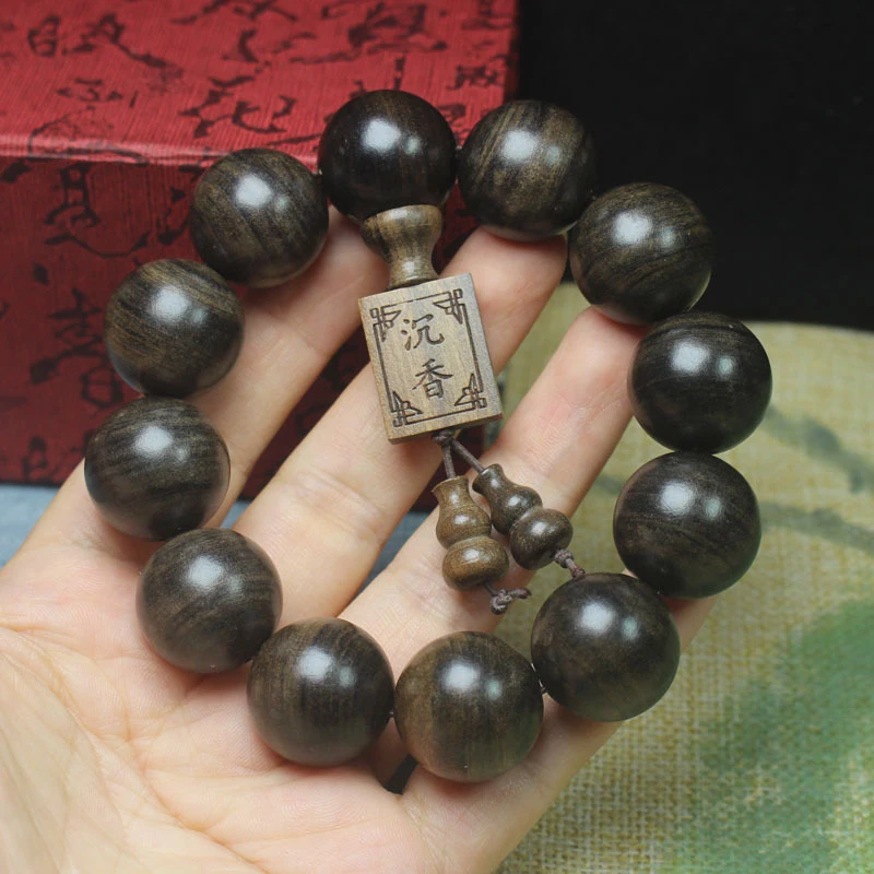 

Shenguibaobao agarwood bracelet for men, tiger-patterned Buddhist prayer beads, ethnic style jewelry