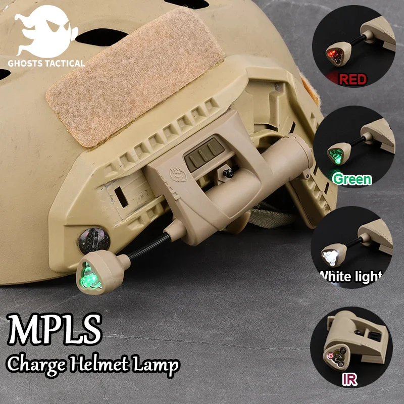 

Tactical Mpls Charge Helmet Light Green Red IR Laser 4 Modes LED White Lamp Energy Saving Hunting Civilian FAST Helmet light