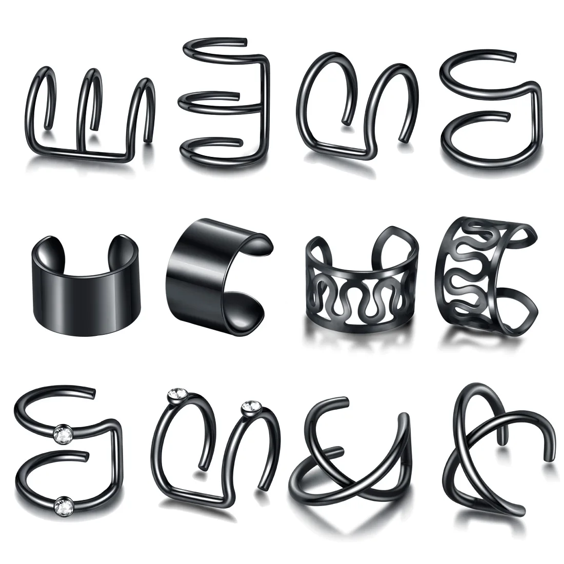 2/12pcs Fashion Stainless Steel Ear Cuff Leaf Clip Earrings for Women Climbers No Piercing Fake Cartilage Earring Accessories