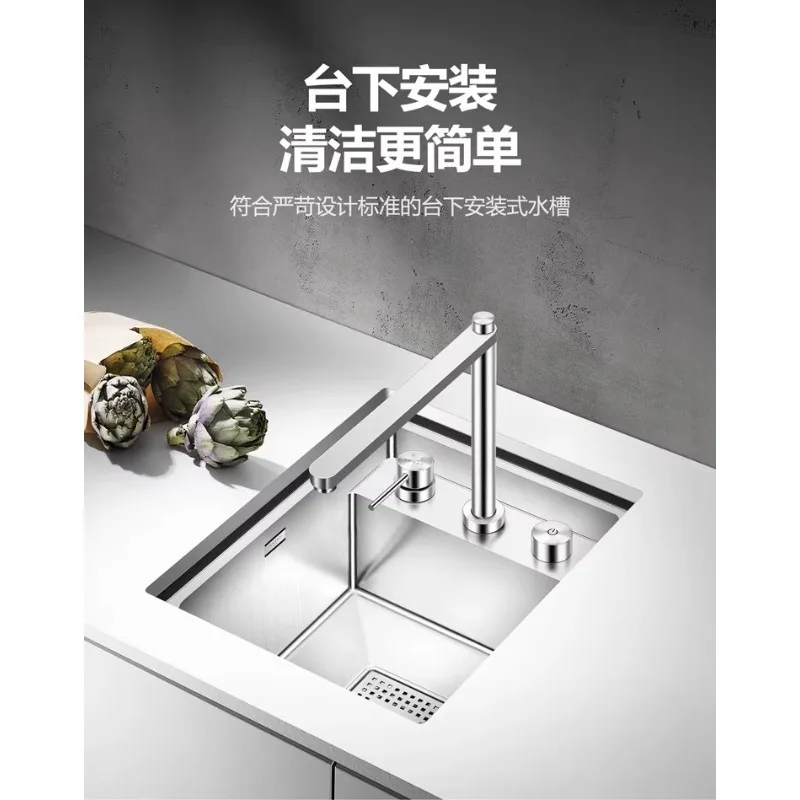 304 stainless steel kitchen handmade sink with cover hidden vegetable basin small sink single tank set