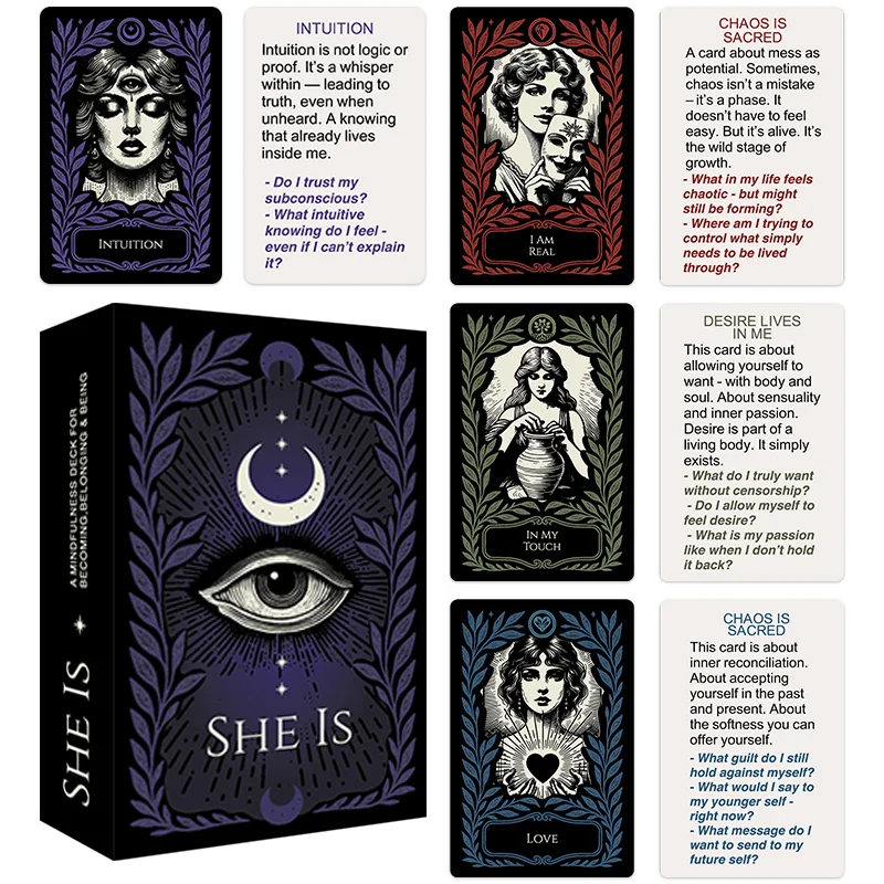 《52 Self-Exploration Mindfulness Cards, Inner Growth and Emotional Reflection Cards, Women's Self-Awareness Cards》Card Game, Board Game, a Must-Have Game for Family Gatherings, Gift