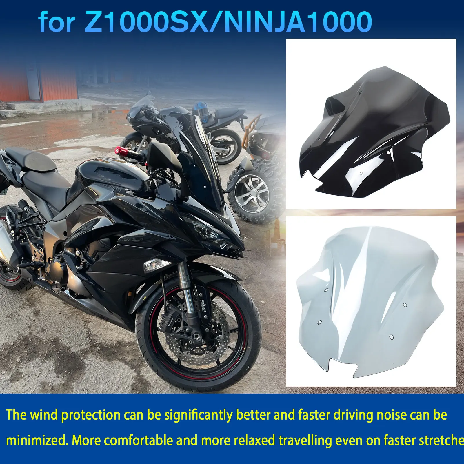 للنينجا 1000XS الزجاج الأمامي لـ Kawasaki Z1000SX 2017-2024 Z 1000 SX دراجة نارية منحرف الهواء والرياح درع الشاشة