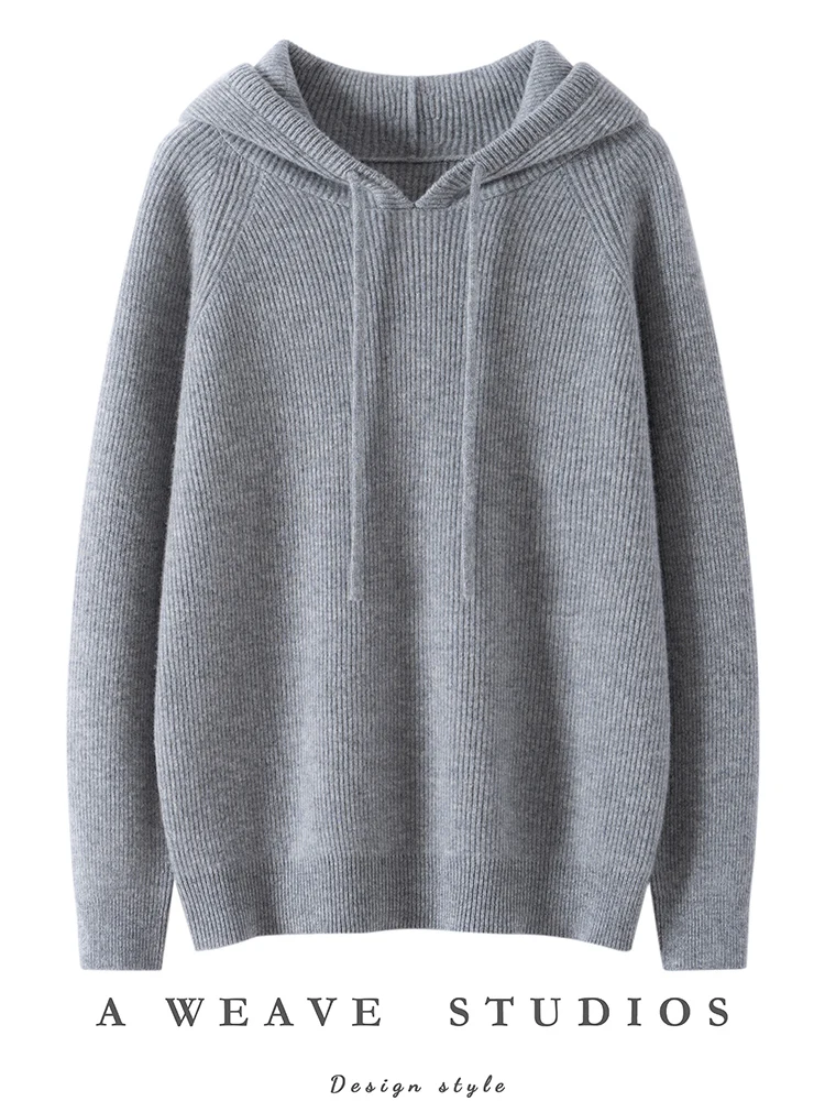 

TLOML New Women's 100% Cashmere Sweater Hoodie Pullover Casual Cashmere Knitwear Autumn Winter Soft Warm Comfy High Quality Tops