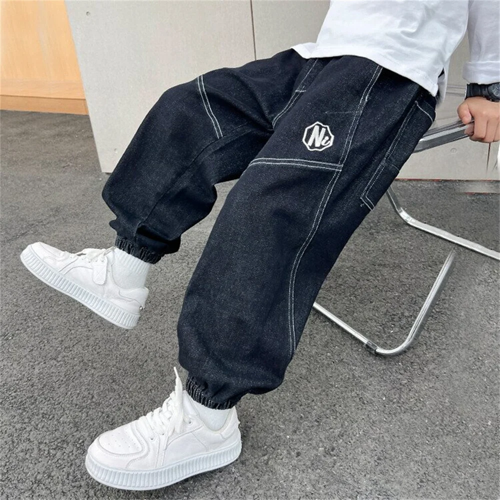 5111Fashionable Boys Jeans Children\'s Straight Leg Jeans Boys\' Radish Pants Boys Distressed Jeans Casual Pants