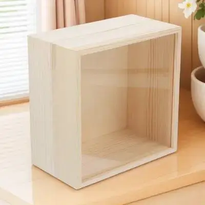 

Деревянная коробка с прозрачной крышкой, небольшой футляр для хранения ювелирных изделий для колец, серег, безделушек, настольный органайзер, подарочная упаковка