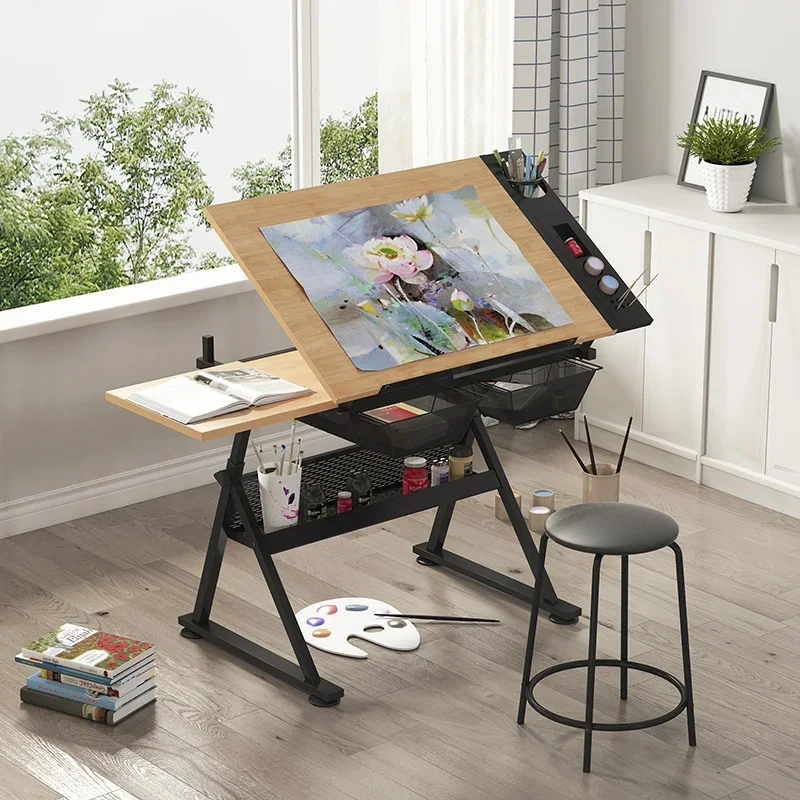 Solid wood liftable adjustable painting table drawing drawing art desk designer computer workbench