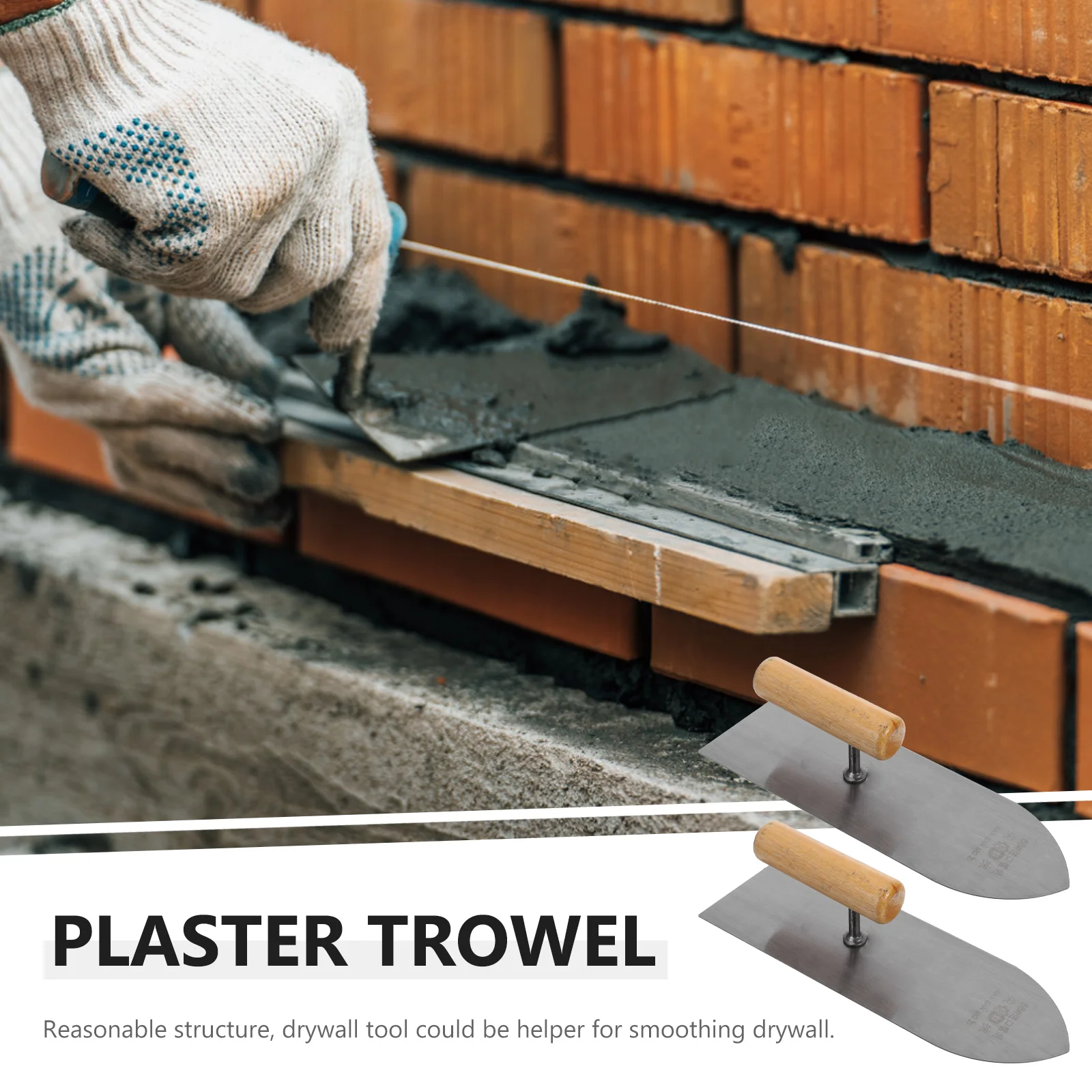 2pcs Drywall Smoothing Spatula Plastering Trowel Sturdy Steel Wood Lightweight Portable Home Use Finishing Tool For Wallboard