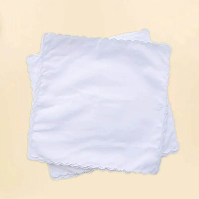12Pcs Pure Cotton Handkerchief White Tooth Edge Square Towel DIY Handmade Graffiti Can Be Embroidered 30*30cm