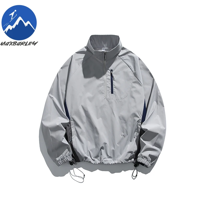

Maxbarley Premium Jacket Fashion Half Zip Stand Collar Outdoor Camping Windproof Coat Casual Mountain Style Windproof Garment