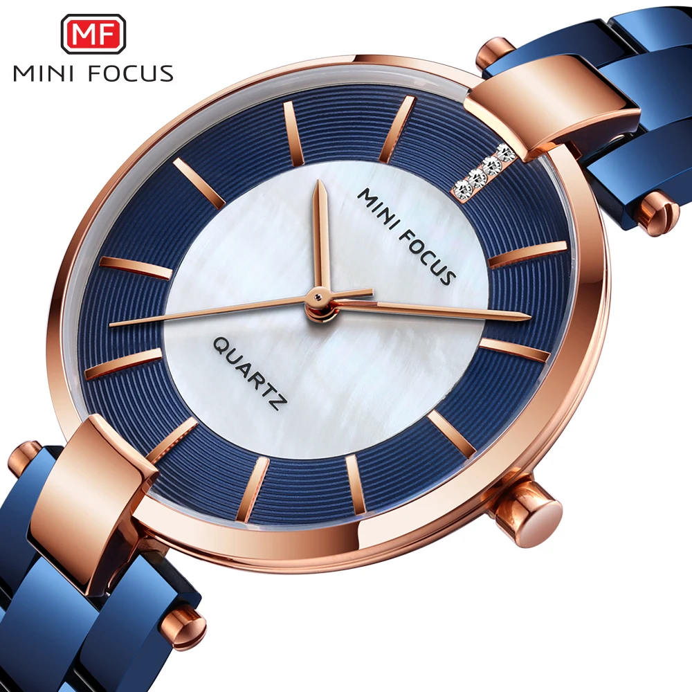 

MINI FOCUS Classy Business Ladies Watches Top Brand Luxury Elegant Women Quartz Wristwatches Blue Stainless Steel Strap 0224L