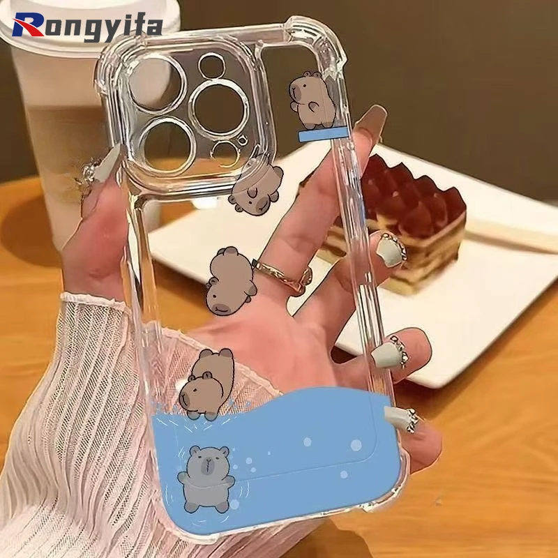 Cute Capybara Four-corners Phone Case For Samsung Galaxy A04 A03 Core A03S A02S A2 A01 Core A01S X Cover 7 6 Pro 5 Pro 2 Cover