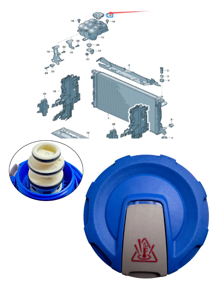 1PC Koelvloeistofexpansietank Cap Voor AUDI A4 B9 2015-A5 2016-2020 Q5 2016-2020 Q7 3.0T 2015-2019 4M 0121321 E 4M 0121321 Q 4M 0121321 J
