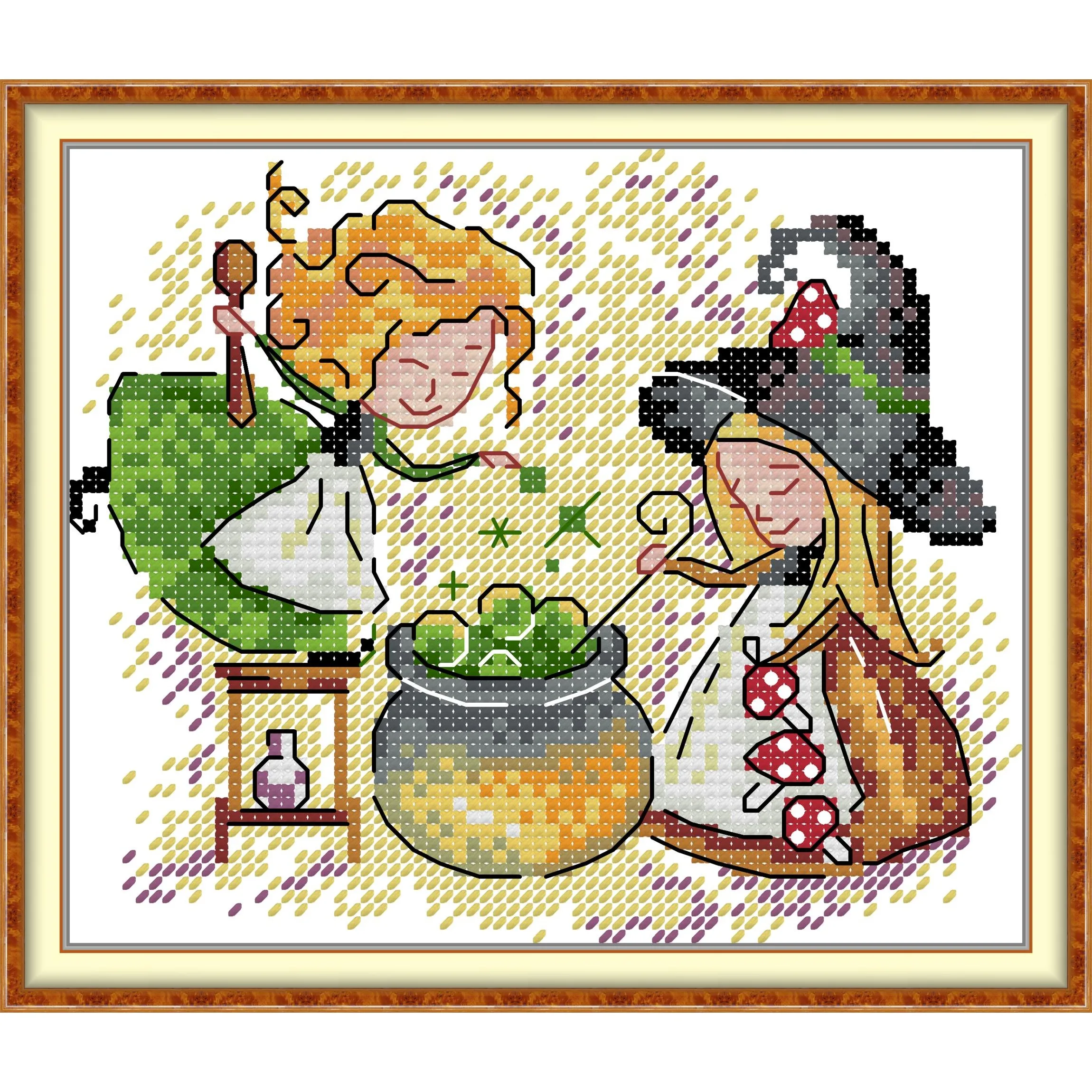 News Pre-Printed Cross Stitch Kit, Stamped Aida Fabric With DMC Threads, Embroidery Kit - Little Wizard 4