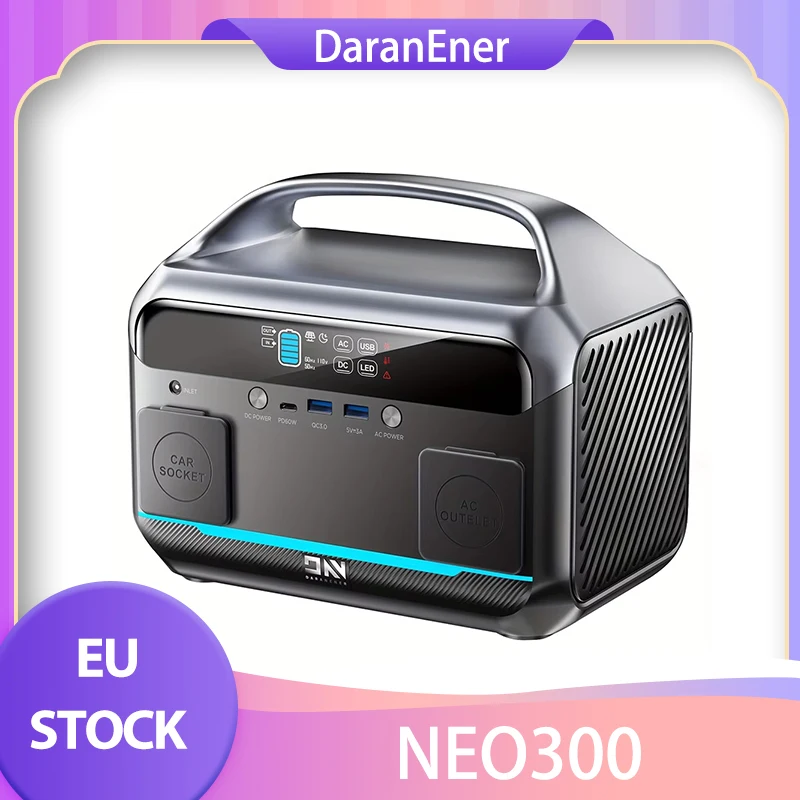 DaranEner NEO300 Portable Power Station, 300W 268.8Wh LiFePO4 Battery, USB-C PD60W, 110V Pure Sine Wave