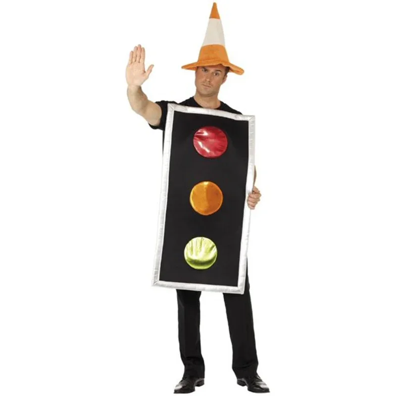 

2024 New Arrival Orange and Black Traffic Light Unisex Halloween Costume Adult Traffic Light Costume