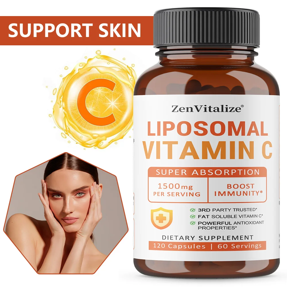Liposomal Vitamin C Capsules - Improves Skin, Promotes Collagen Production, Support Immune System and Skin Health