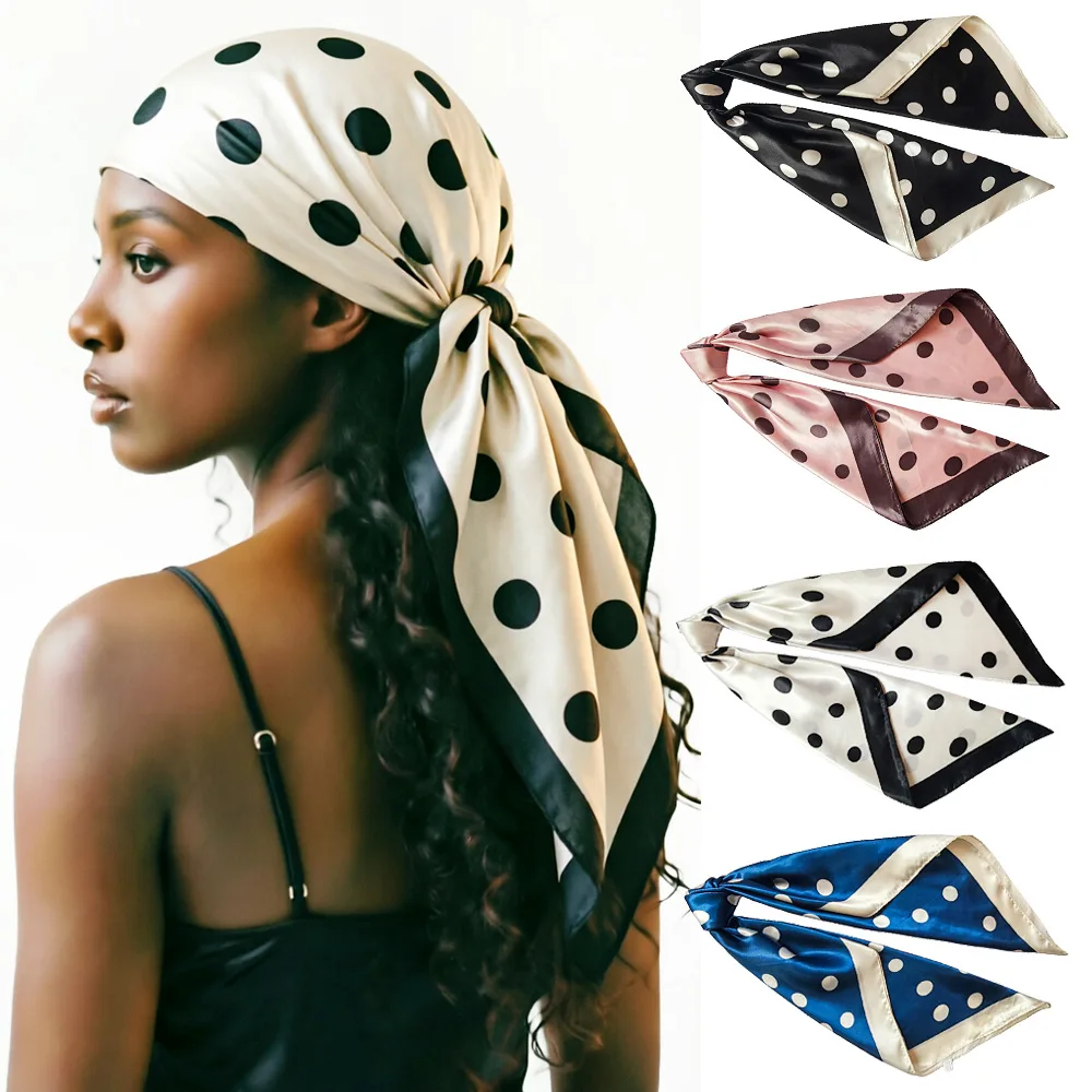 Fashion Polka Dot Satin Square Scarf Women Elegant Neck Scarf Gift Head Wrap Bandana Hair Ribbon Decoration Versatile Accessory