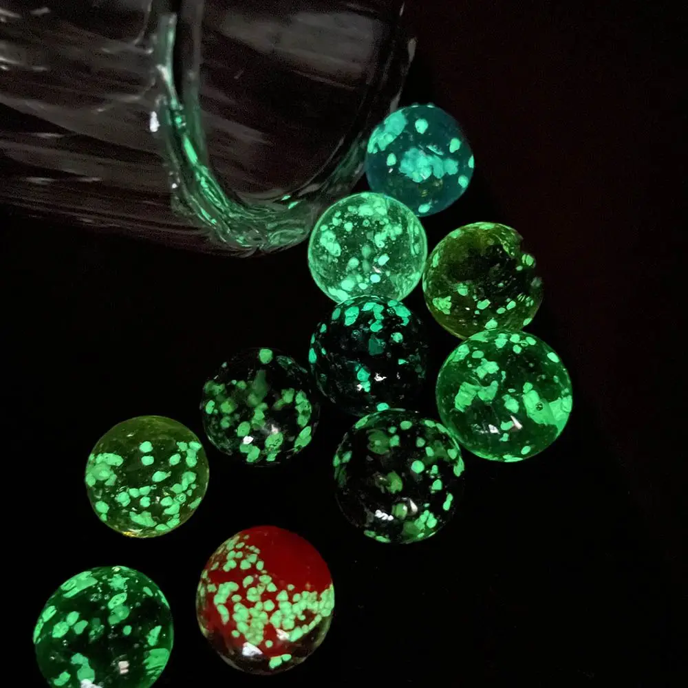 10pcs/pack Glow in The Drak Luminous Glass Balls Glass Marbles Non-porous Fish Tank Glass Ball Colourful 16mm