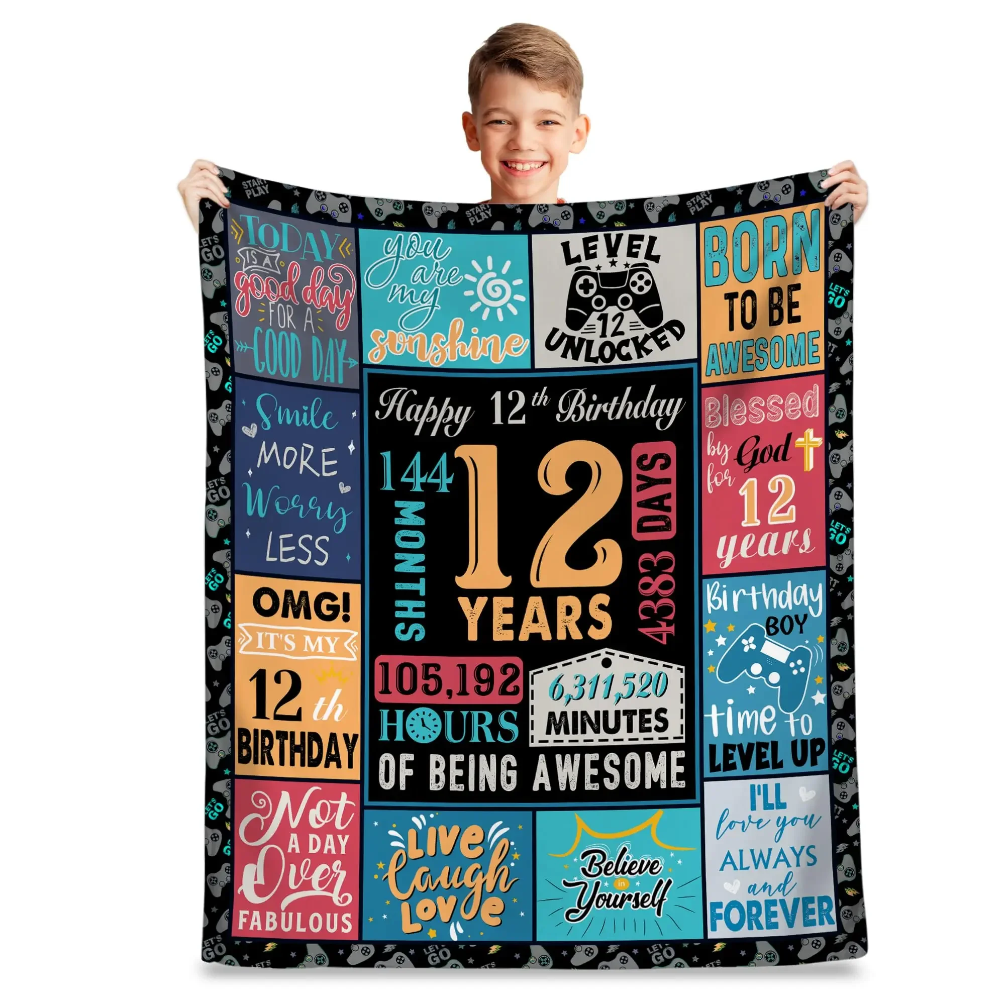 12 Year Old Boy Gift Birthday Gifts for Age 12 Boy Cool Presents for 12 Year Old Boys 12th Birthday Decor for Boys Throw Blanket