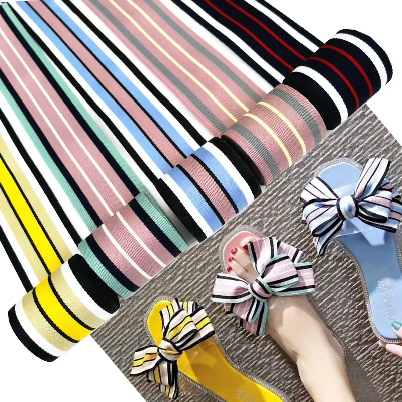 40mm Striped ribbons Rainbow Color Bands 40cm Nylon Colorful Elastic Band Webbing Waistband Stretchy Tape Clothing Accessories