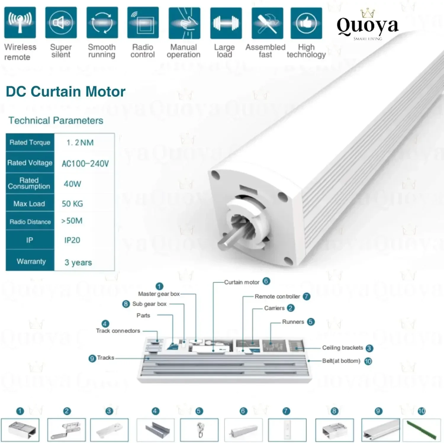 QL600 Smart Curtains System, Electric Curtain Track with Automated Rail