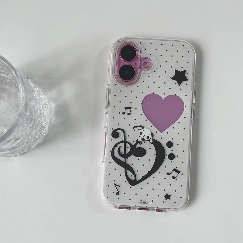 Ins Coreano Bulk Polka Dots Nota Musicale Cassa Del Telefono Per iPhone 17 Promax 16 15 14 13 12 11 Pro MAX XS MAX 78 Plus Y2K Della Copertura Posteriore