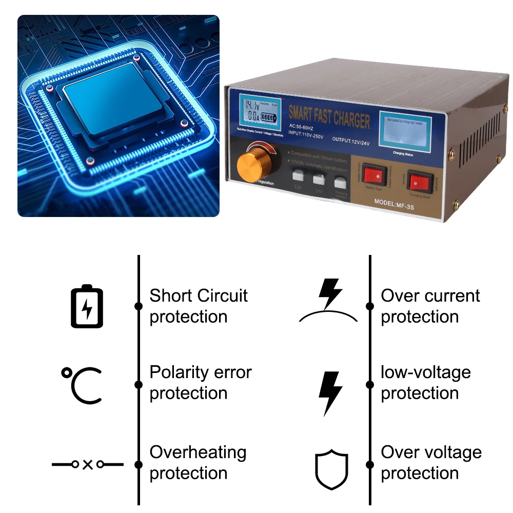 400W For SUV Truck Boat Motorcycle Intelligent Pulse charger 12V/24V Pulse Repair EU/US Plug Car Battery Charger