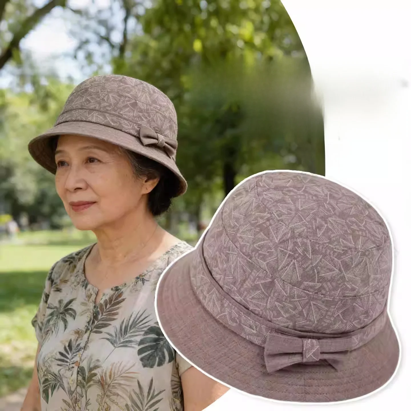 通気性のある薄いフィッシャーマンハット春秋四季おばあちゃん防風日よけ短いつばの母親綿帽子高齢者用