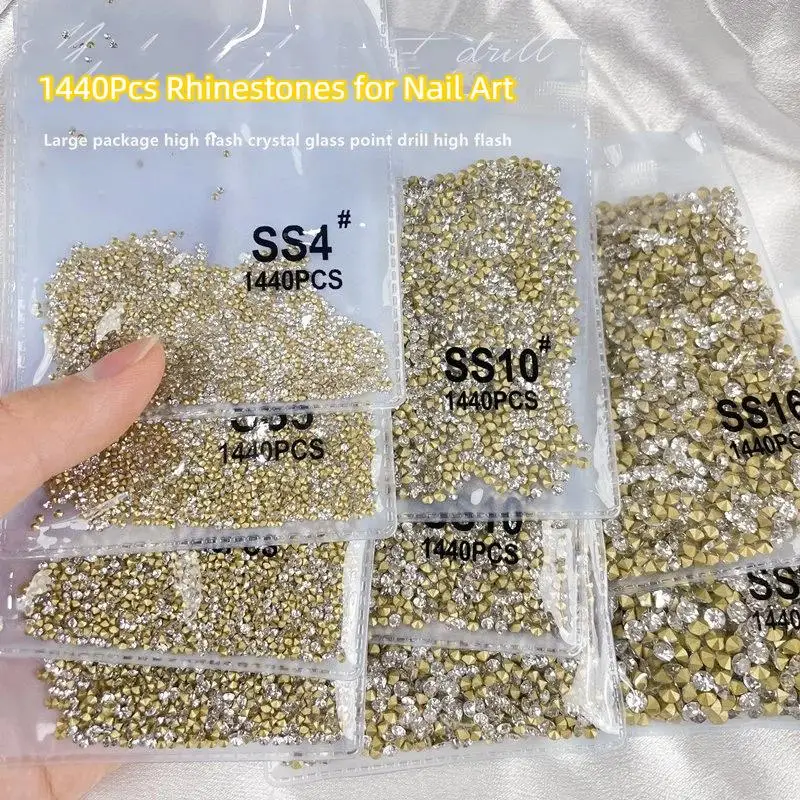 1440Pcs High Shine Crystal Glass Rhinestones: Pointed Back Nail Art DIY Crafts Jewelry Making