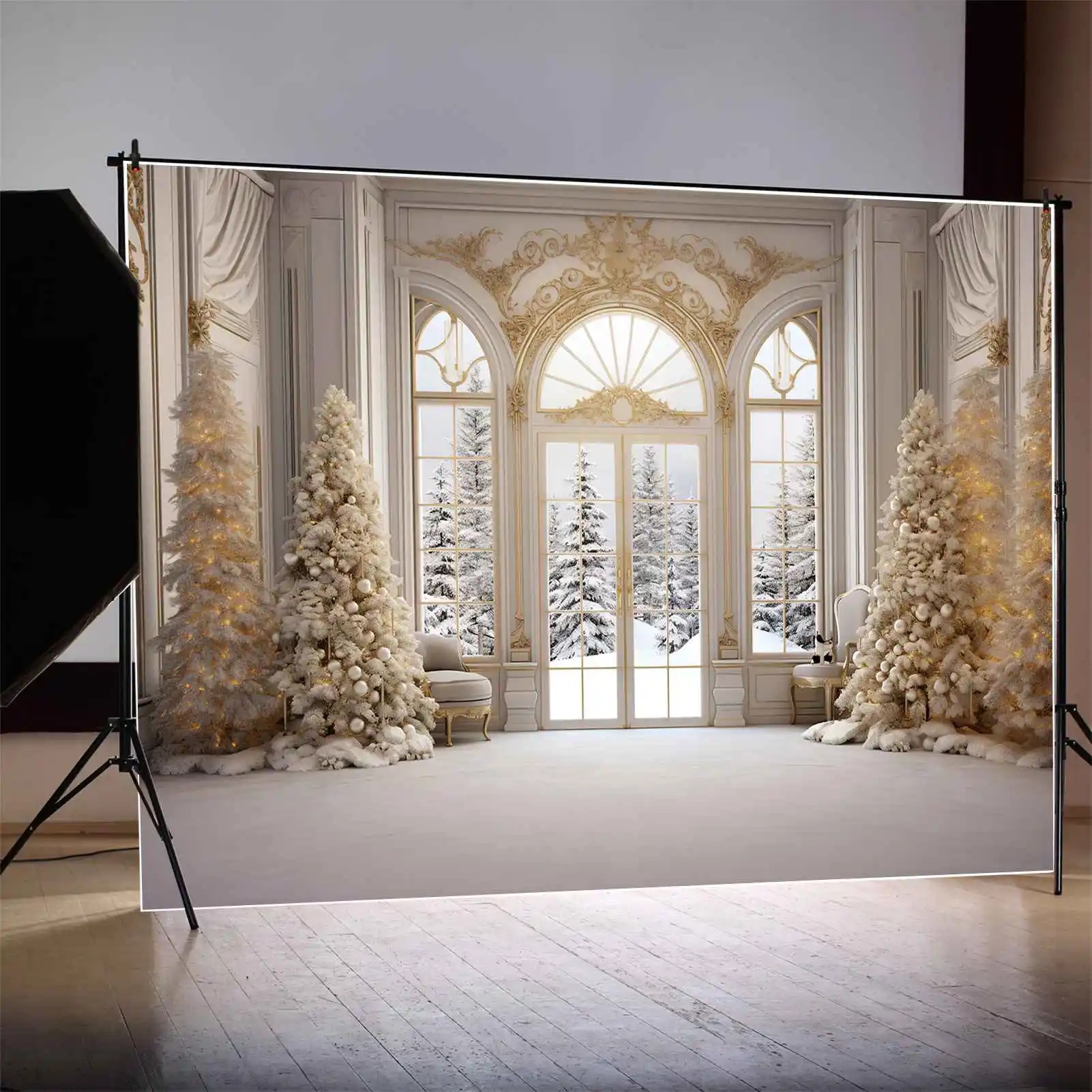 Mond. qg Hintergrund Sonnen untergang Schnee Winter Party Hintergrund Vintage Wohnzimmer Sofa Kerze Licht Blume Geburtstag Weihnachten Foto Booth