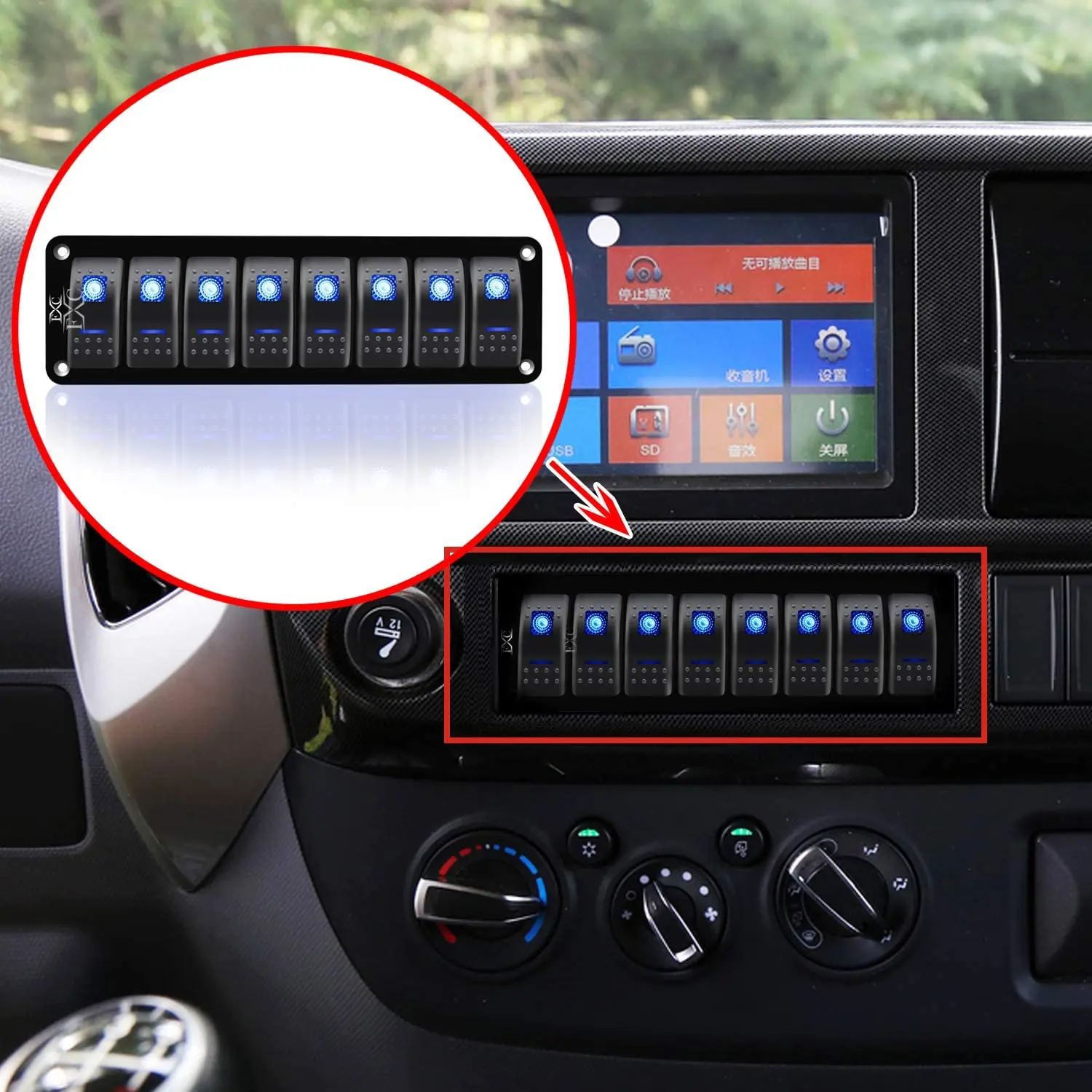 

ELING Light ON OFF 8 Gang Switch Panel Fuse Circuit Breaker Overload Protector Universal for Auto Motorboat Sailboat