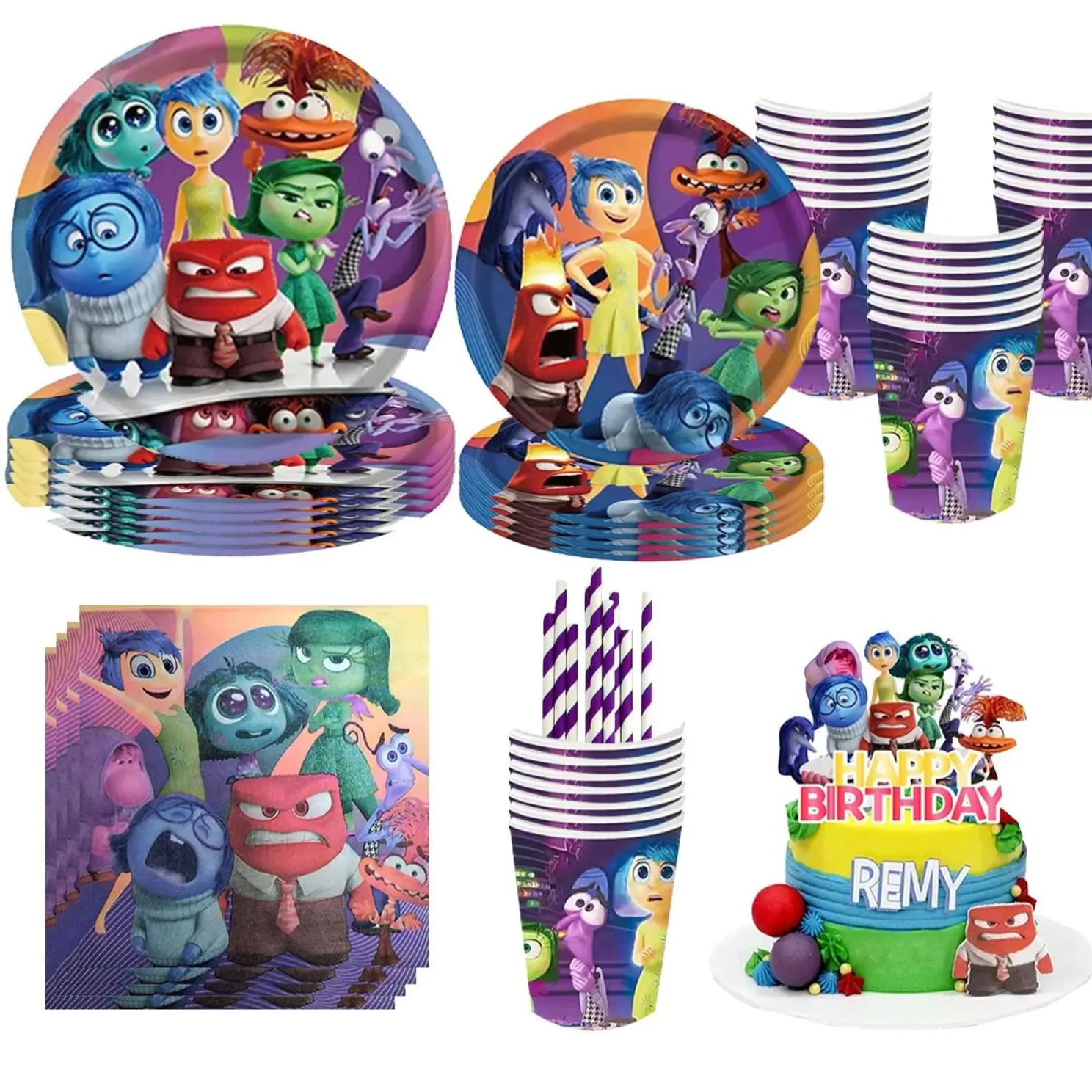 Disney Inside Out 2 Birthday Decorations Stickers Tablecloth Candy Gift Boxes Inside Out Balloons Kids Birthday Party Favors