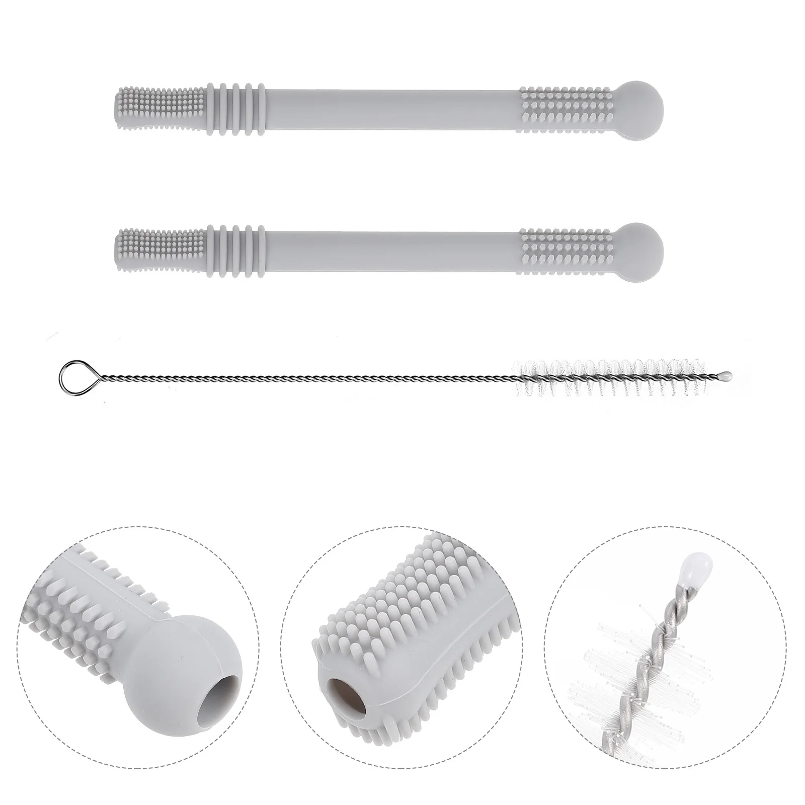 

2Pcs Straw Shape Teether Silicone Baby Molar Rods Portable Infant Chewing Pain Relief Soothing Teether Baby Soothing Toy