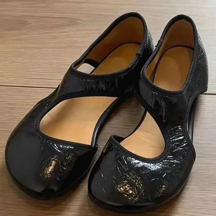 Unique Side Space Design Mary Jane Shoes for Women Concise Round Toe Ballet Flats Autumn Light Comfortable Zapatos Para Mujer