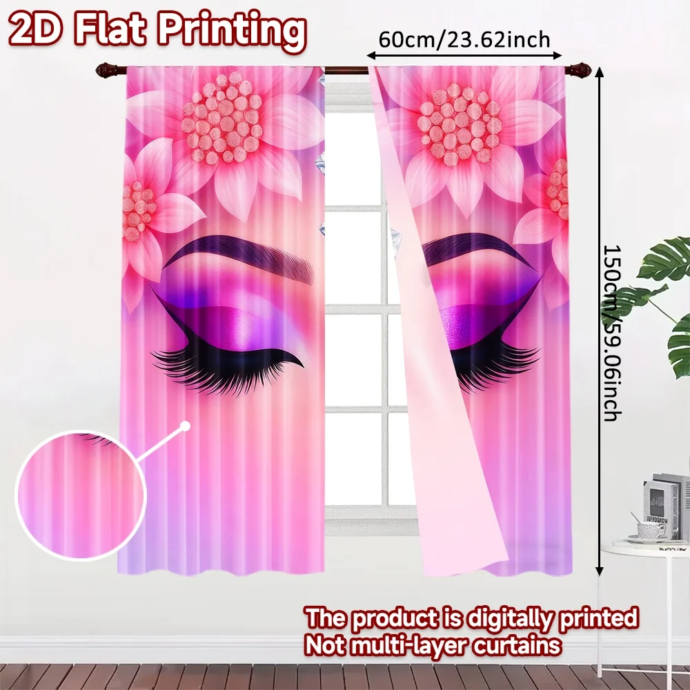 2D flat printing 2pcs Party Curtain Floral Beauty Glam Digital Printed Polyester Drapes Festive Curtains Use for Entryway Room