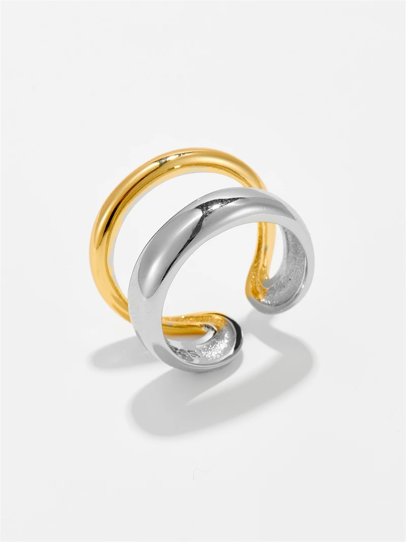 DPLAOPA 925 Sterling Silver Gold Double Color Plating Resizable Ring Adjustable Women New Trend Luxury Fine Jewelry Gift