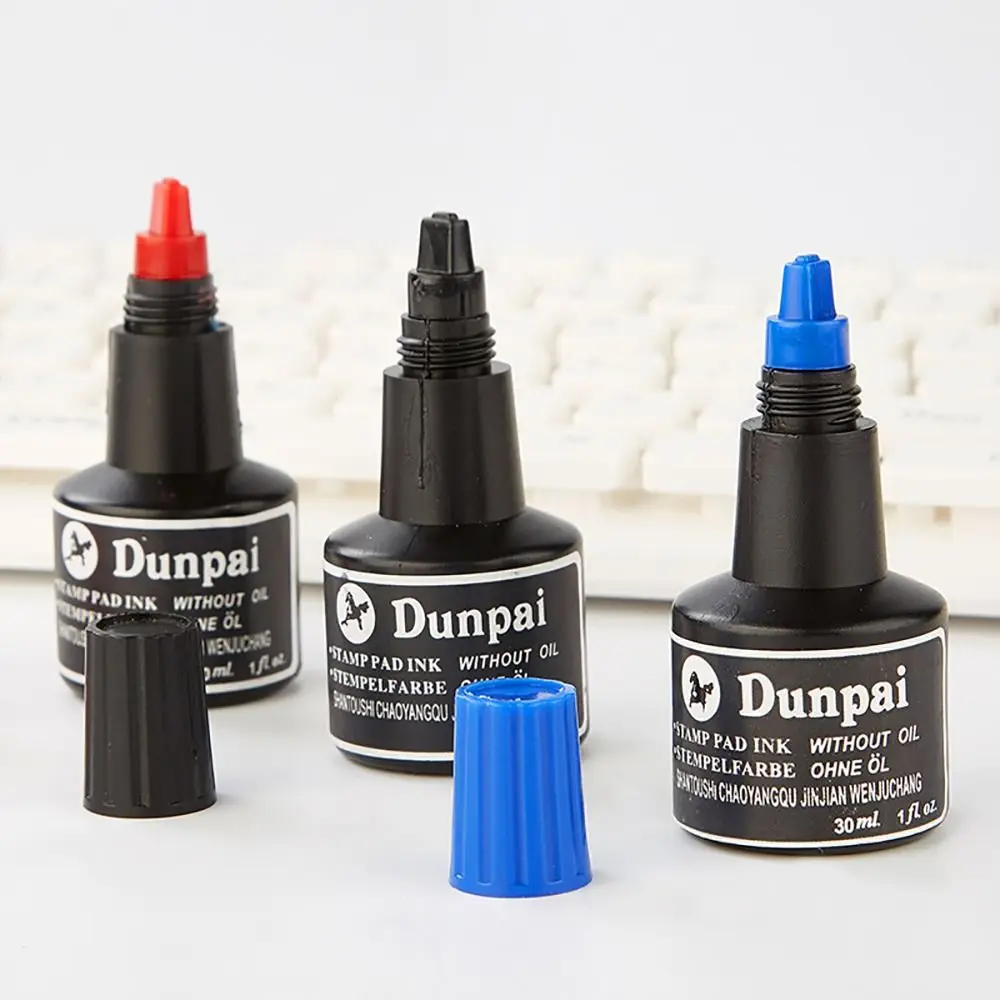 30ML Stamp Pad Ink Marker Pen Ink Quick-drying Printing Red Blue Black Color