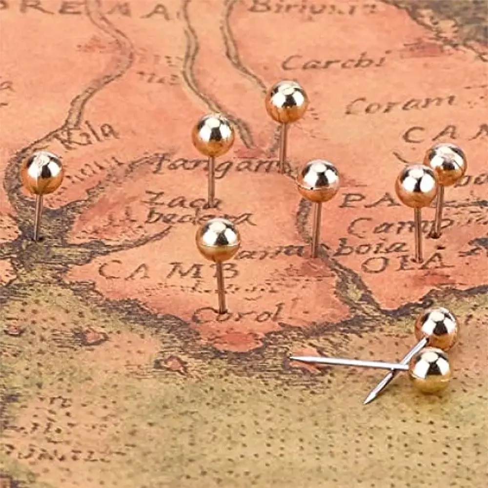 

200Pcs 1/8Inch Map Tacks Thumbtack Retro Metallic Color Decorative Thumb Tacks Beads Head Marking Push Pins for Cork Board