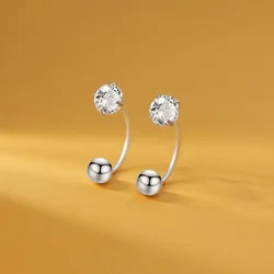 Real 925 Sterling Silver Zircon Cz Hoop tragus Cartilage Helix Stud Earring Conch Rook Daith Lobe Ear Screw Piercing Jewelry