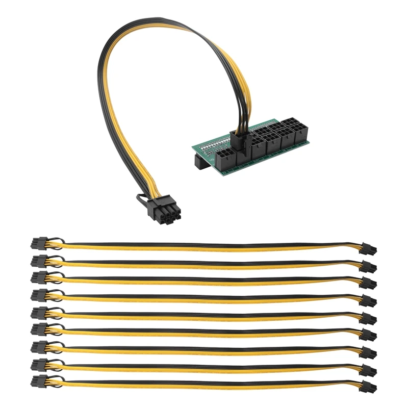 64 Pin Power Module 10X6pin 9X6pin Breakout Board With 6 Pin 18AWG Power Cable For HP 1200W 750W PSU GPU Miner Mining