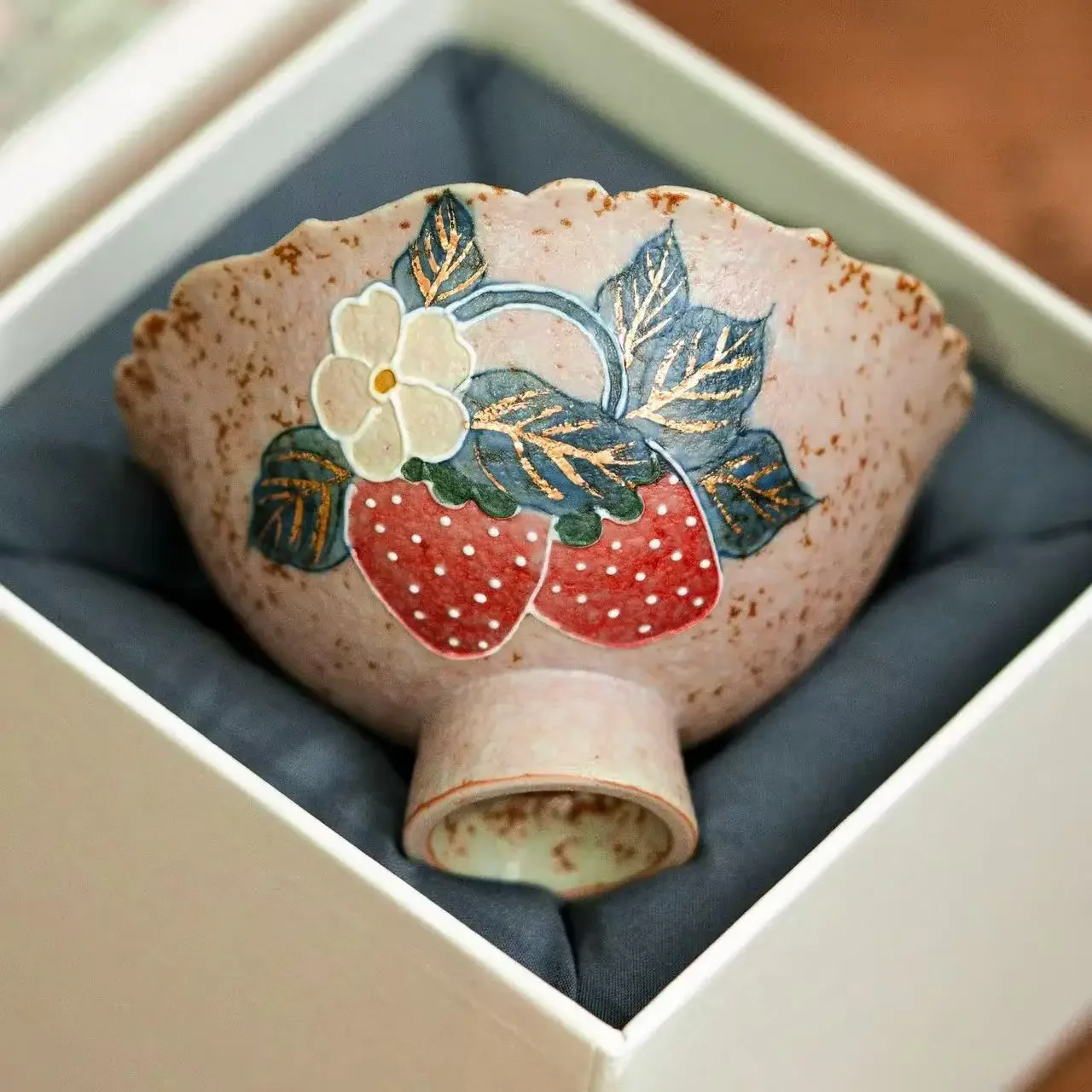 Flint Red Ceramic High-footed Cup Master Cup Hospitality Teacup Chinese Tea Table Small TeaCup Kung Fu TeaSet Coffeeware Teaware
