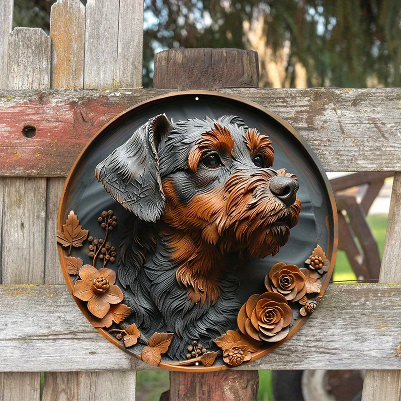 Aluminum Metal Sign 2D Flat Circular Wreath Logo, Tavern Club Home Scene Decoration, Bullmastiff, Suitable for Various Scenarios