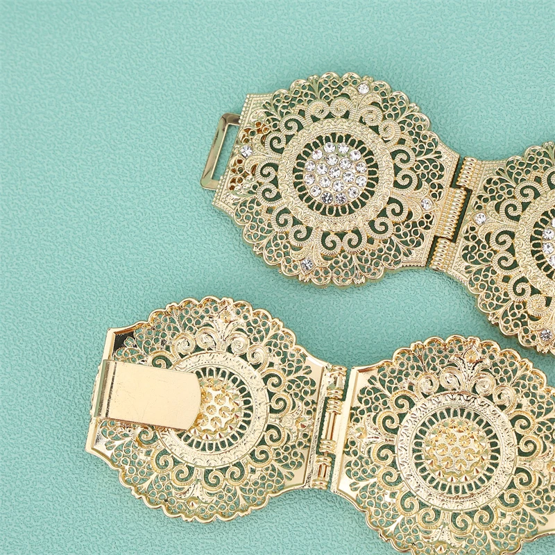 Ceinture Creuse Ronde en Métal de Style Marocain pour Femme, Bijoux de Luxe Européen pour Document localité, Corps de Robe de Mariée