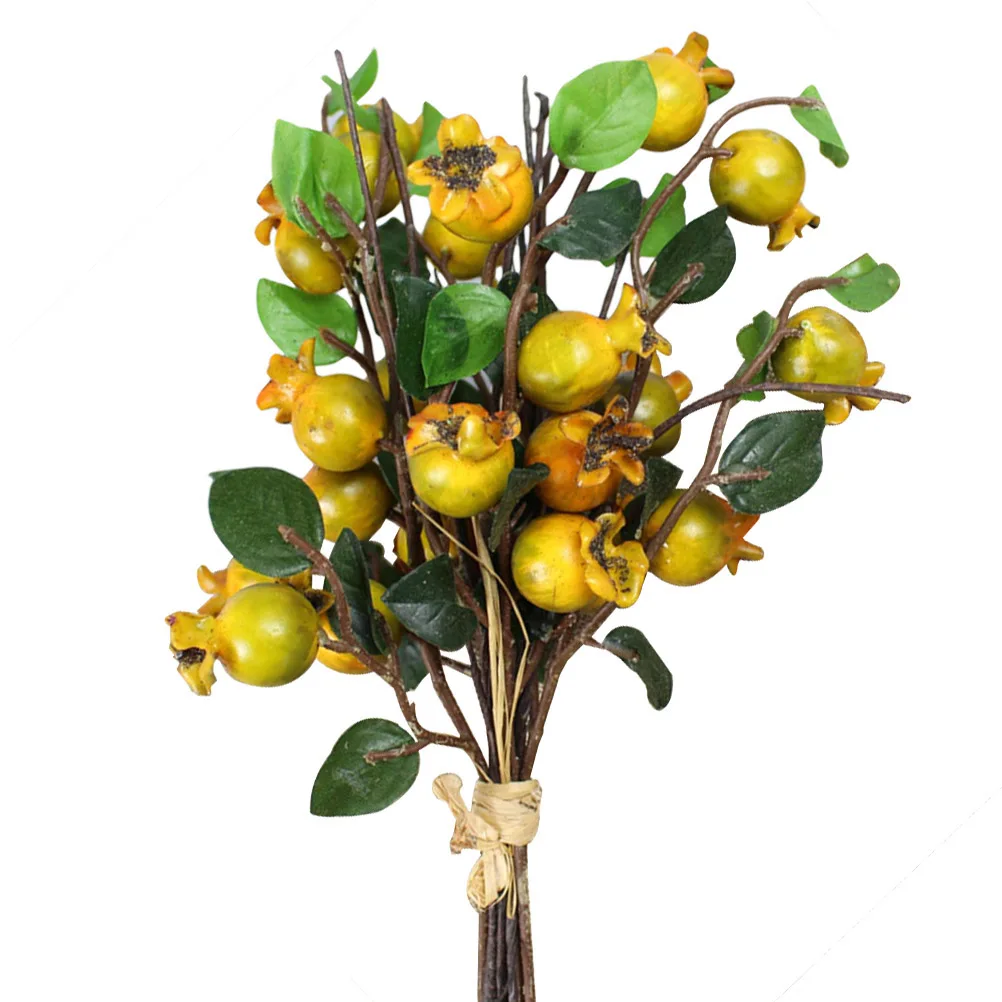 

Simulation Pomegranate Fruit Artificial Rosehip Berries Yellow Faux Flowers Decor Wedding Bedroom Table Christmas Picks