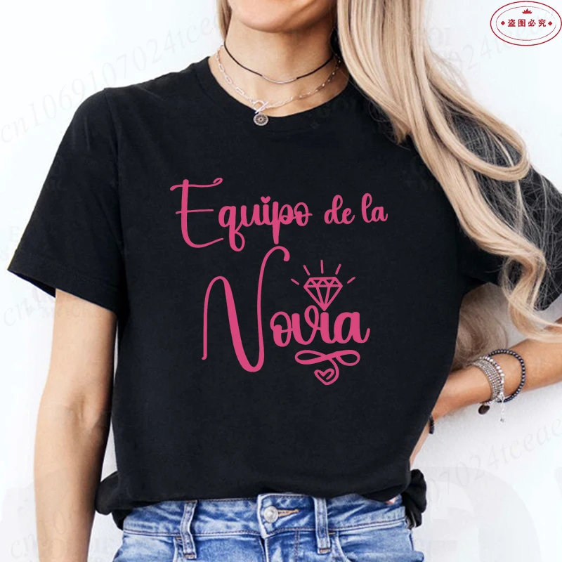 Equipo De La Novia Novia T-shirts: Spanish Women Bachelorette Party Tops 2026 Fashion Wedding Party Matching Tees for Female