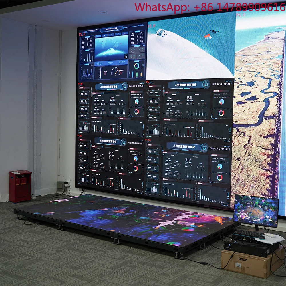 Exhibition Hall Scenic Area Interactive P2.5 Waterproof 8K HDR10 LED Floor Tile Screen High Definition Indoor/OutdoorInteractive