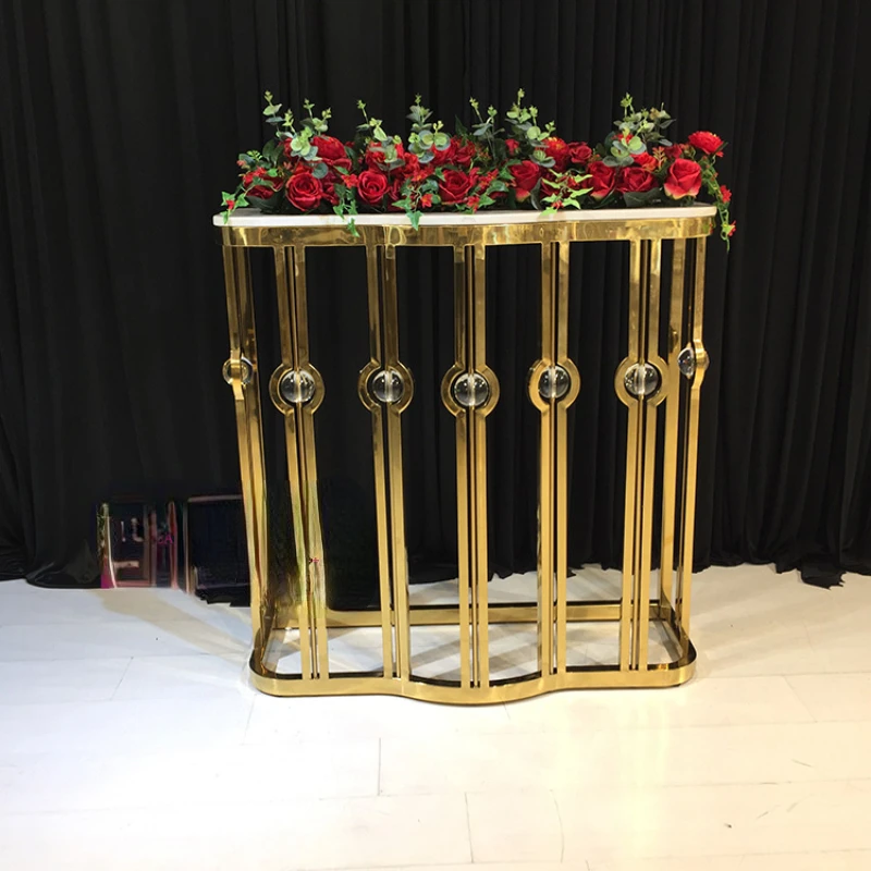 Design product stainless steel rely on a wall flower stand for wedding decoration