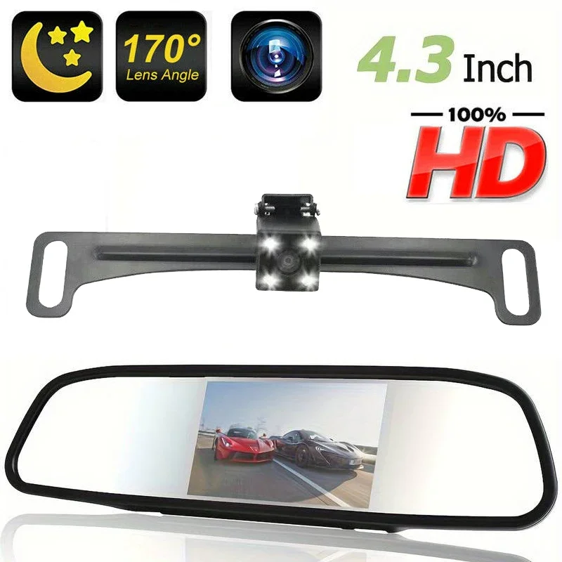 

HD Reversing Camera & 4.3'' Display Monitor Night Vision Reverse Backup Camera Parking Assistance - Full Set